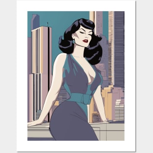 Azure Charm Ledge Sitter Bettie Page Retro Art Deco Posters and Art